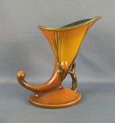 Roseville Cornucopia Pottery Vase Pine Cone Pattern