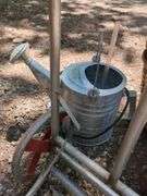 Rolling Utility Cart with Watering Can, Woven Flower Pots, And More