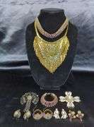 Jewelry Lot: Costume Necklaces, Bracelet, Brooches, and Earrings