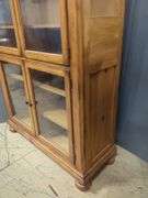 Pine Wooden Display Cabinet With Glass Doors And Shelves
