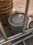 Rolling Utility Cart with Watering Can, Woven Flower Pots, And More