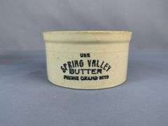 Set of Three Stoneware Butter and Cottage Cheese Crocks