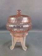 Czech Art Glass Vases and Lidded Bowls, Total Qty 5 Pieces