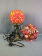 Egyptian Revival Style Table Lamp With Additional Glass Globe Shade