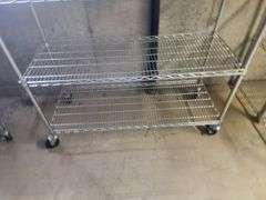Trinity 2-Shelf Wire Rack With Wheels, Approx 48" W X 41" H X 18" D (Including Wheels)