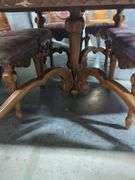 Wood Dining Table With 6 Chairs, Upholstered Seats