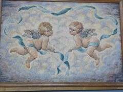 Framed Canvas Tapestry with Cherub Design