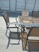Outdoor Patio Set with 6 Chairs and Glass Top Table
