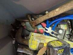 DeWalt Cordless Drill, Adjustable Wrench, Assorted Sockets, Pliers, an Air Hose, Hammer, And More