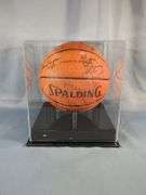 Signed Charlotte Hornets NBA Basketball in Display Case