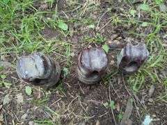 Ceramic Electric Line Insulators, Qty 3