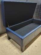 Grandin Road Blue Upholstered Furniture Set Includes, Bench, Ottoman, and Two Chairs