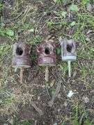 Ceramic Electric Line Insulators, Qty 3
