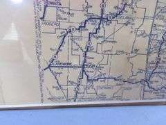 Framed Oklahoma Indian Territories and Missouri Road Map Poster