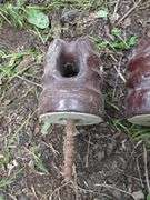 Ceramic Electric Line Insulators, Qty 3