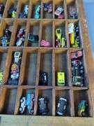 Collection of Miniature Vehicles in Printers Drawer Display Case