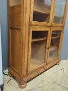Pine Wooden Display Cabinet With Glass Doors And Shelves