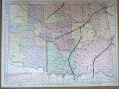 Framed Oklahoma Indian Territories and Missouri Road Map Poster
