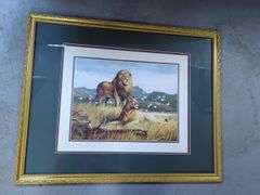 Framed T.C. Chiu Lion Print