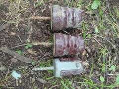 Ceramic Electric Line Insulators, Qty 3