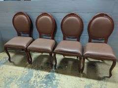 Set of 4 Dining Chairs with Brown Faux Leather