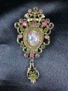 Costume Jewelry Collection: Necklace, Brooches, Bracelet, and Earrings