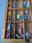 Collection of Miniature Vehicles in Printers Drawer Display Case