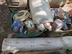 Metal Toolboxes, Halogen Headlights, Chevy Hubcap, and Tanks, Contents Of Pallet, THURSDAY Pick Up