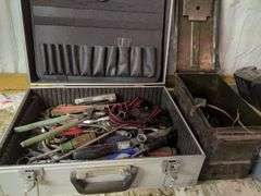 Assorted Tools, Metal Boxes, And Fan