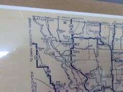 Framed Oklahoma Indian Territories and Missouri Road Map Poster