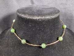 Ladies Carved Bone Necklace, And Glass Beaded Choker