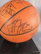 Signed Charlotte Hornets NBA Basketball in Display Case