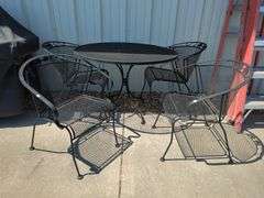 Wrought Iron Outdoor Patio Table and Chairs Set