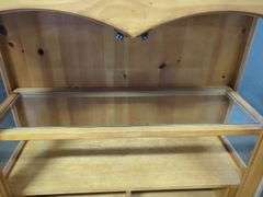 Pine Wooden Display Cabinet With Glass Doors And Shelves