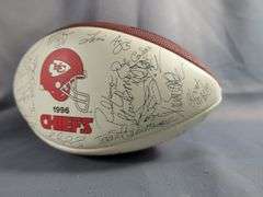 1996 Kansas City Chiefs Stamped Signature Football in Display Case
