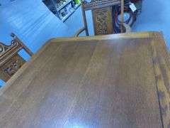 Ornate Wood Dining Table with Matching Chairs