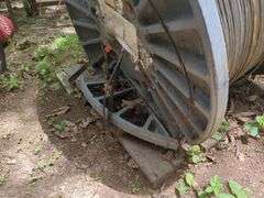 Large Metal Spool with Steel Cable