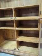 Pine Wooden Display Cabinet With Glass Doors And Shelves