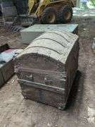 Vintage Metal Bound Steamer Trunk