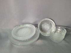 Iittala Finland "Ultima Thule" Textured Glass Place Setting Including Dinner Plates, Salad Plates, Dessert Plates And Bowls, Total Qty 16