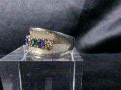 10K Gold Ring with Multi-Color Stones - Size 7