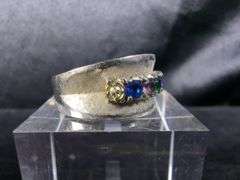 10K Gold Ring with Multi-Color Stones - Size 7