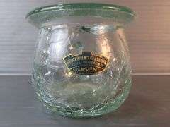 Stockholms Glasbruk Crackle Glass Creamer and Pitcher Set