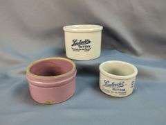 Three Lambrecht's Butter Crock Pots