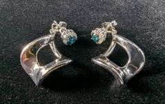 Matching 10K White Gold Diamond Earring & Pendant Set