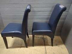 Grandin Road Blue Upholstered Furniture Set Includes, Bench, Ottoman, and Two Chairs