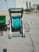 Ames Reel Easy Hose Reel Cart With Hose And Scotts Speedy Green 2000 Spreader