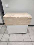 Rolling Kitchen Island With Leaf Extension, Missing One Wheel 3' X 20" X 36", Leaf Adds 12"
