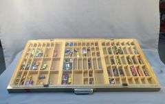 Collection of Miniature Vehicles in Printers Drawer Display Case