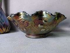 Fenton Iridescent Carnival Glass Vase and Bowl Set